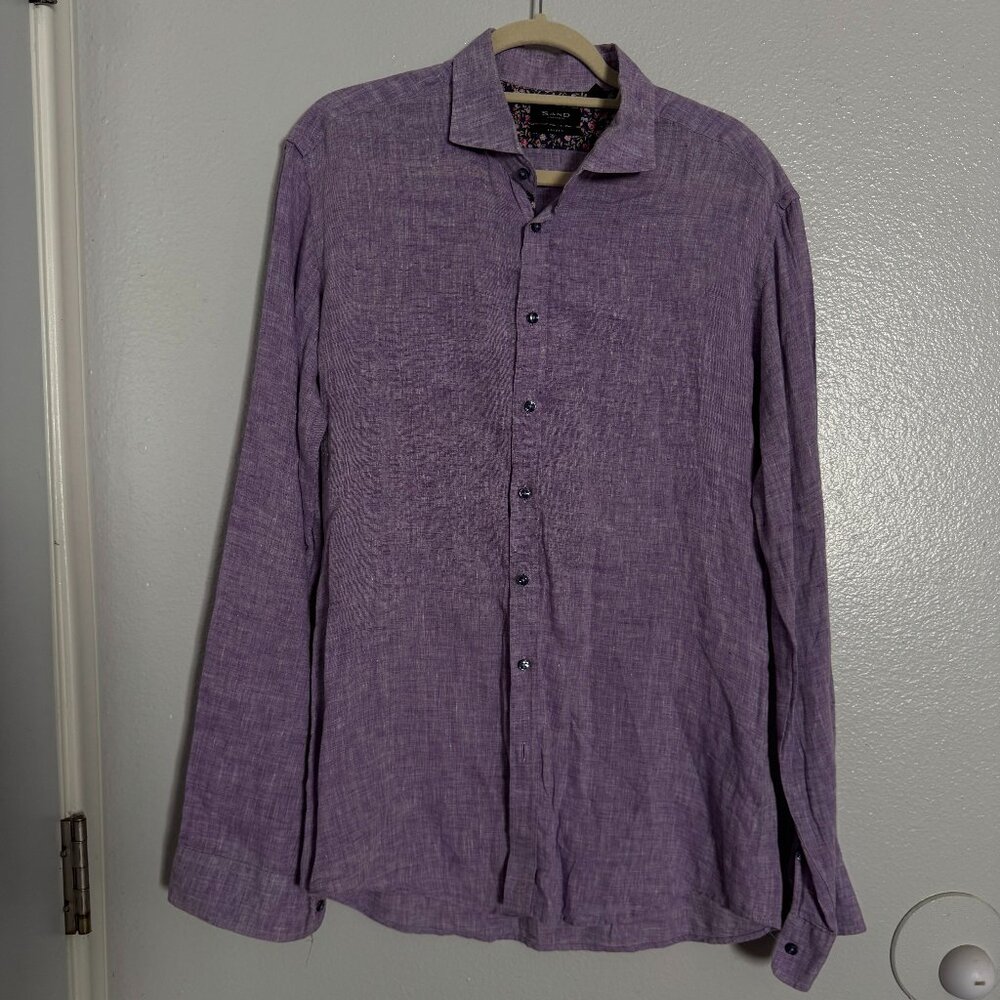 Sand Copenhagen Long-Sleeve Linen Purple Shirt